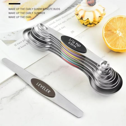 Stainless Steel Magnetic Measuring Spoons Set Heavy Duty Metal Kitchen Gadgets for Baking & Cooking, Fits in Most Kitchen Spice