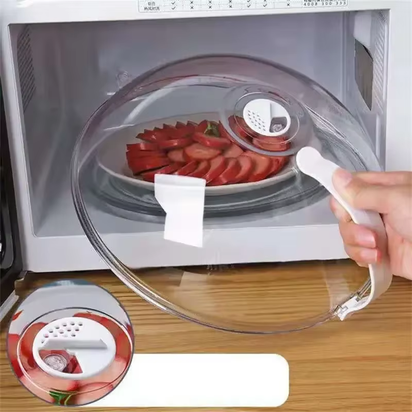 Microwave Food Splash Proof Cover Plate Transparent Cover with Handle Household Oven Heating Cover Cooking Utensils Accessories